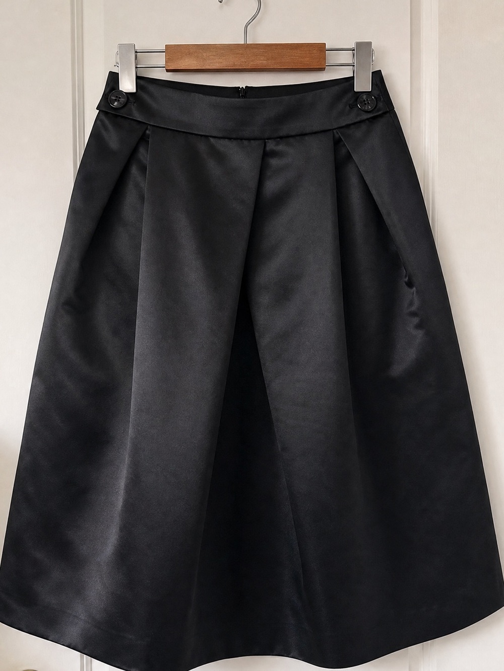 Giorgio Armani Black Full Circle Skirt with Pleated Front